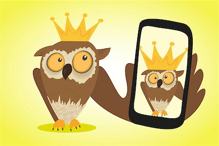 Crazy owl is doing selfie for social networks Foto de stock - Super Valor sin royalties y Suscripción, Código: 400-07817626