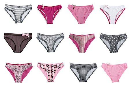 simsearch:400-05298095,k - A collage made up of twelve female panties isolated on white background. The image is composed of several photographs. Photographie de stock - Aubaine LD & Abonnement, Code: 400-07817759