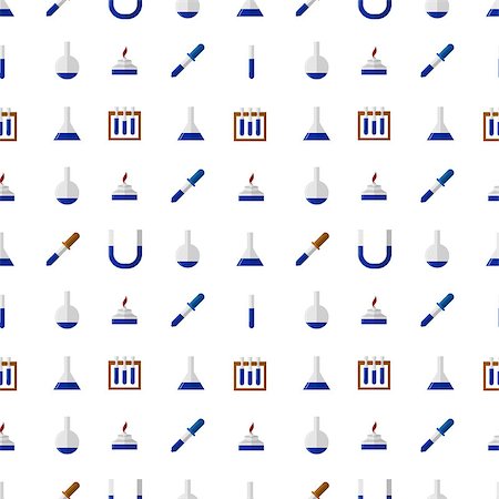 Seamless vector pattern with colored chemistry or medical labware on white background. Stock Photo - Budget Royalty-Free & Subscription, Code: 400-07818059