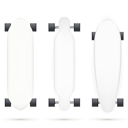 simsearch:400-04347146,k - Mock up for white longboards with black wheels. Three isolated vector illustrations on white. Fotografie stock - Microstock e Abbonamento, Codice: 400-07818117