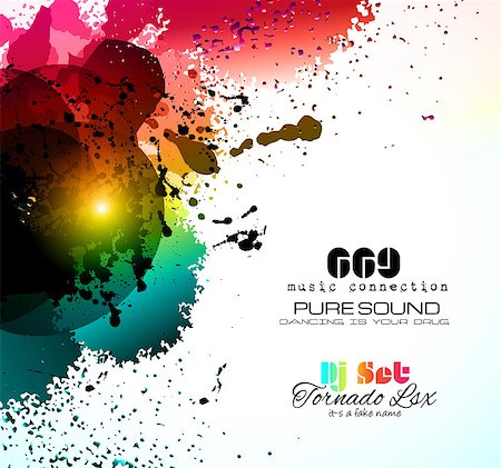 party banner - PArty Club Flyer for Music event with Explosion of colors. Includes a lot of music themes elements and a lot of space for text. Photographie de stock - Aubaine LD & Abonnement, Code: 400-07818208