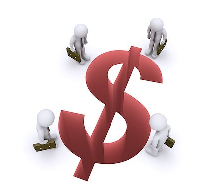 simsearch:400-07338104,k - 3d businessmen are looking down at a dollar shaped gap Stock Photo - Budget Royalty-Free & Subscription, Code: 400-07818383
