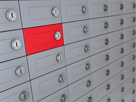 simsearch:400-07974419,k - 3d illustration of deposit boxes with one red Stockbilder - Microstock & Abonnement, Bildnummer: 400-07818653