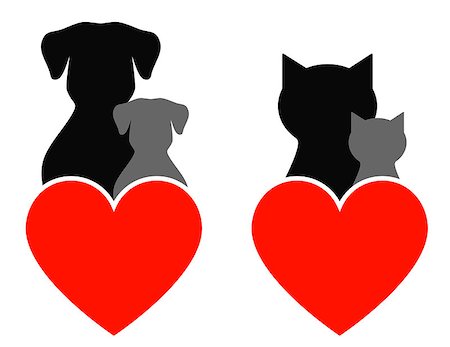dog and cat sign with kids and heart Stock Photo - Budget Royalty-Free & Subscription, Code: 400-07818747