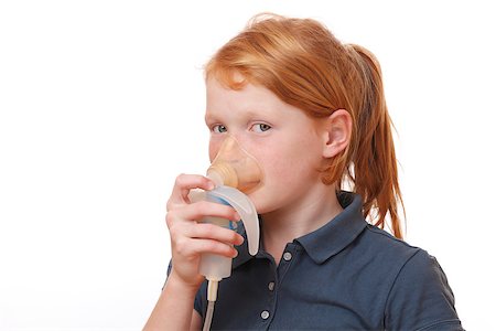 photo inhaler person - Sick girl inhales some medicine on white background Stock Photo - Budget Royalty-Free & Subscription, Code: 400-07818991