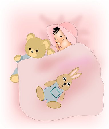 A little baby girl, sleeping with her stuffed animals. Stock Photo - Budget Royalty-Free & Subscription, Code: 400-07819020