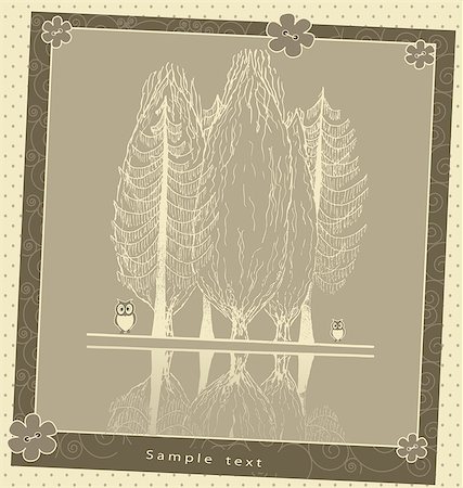 simsearch:400-04350659,k - Vintage greeting card plant composition with birds vector pattern Fotografie stock - Microstock e Abbonamento, Codice: 400-07819303