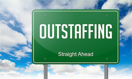 simsearch:400-05034438,k - Highway Signpost with Outstaffing wording on Sky Background. Stock Photo - Budget Royalty-Free & Subscription, Code: 400-07819455