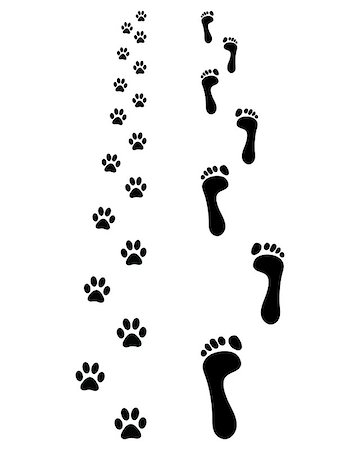 footprints on a path vector - Footprints of man and dog, vector illustration Stock Photo - Budget Royalty-Free & Subscription, Code: 400-07819667
