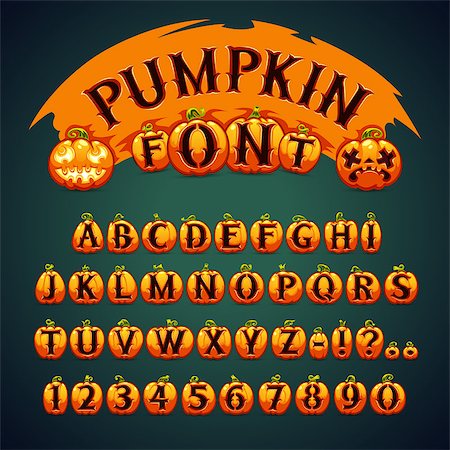 Halloween Pumpkin Font. In the EPS file, each element is grouped separately. Clipping paths included in additional jpg format. Foto de stock - Super Valor sin royalties y Suscripción, Código: 400-07819691