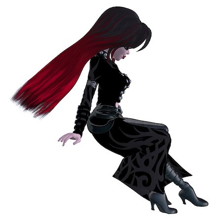 Digitally rendered illustration of a gothic girl in pirate outfit. Stock Photo - Budget Royalty-Free & Subscription, Code: 400-07824087