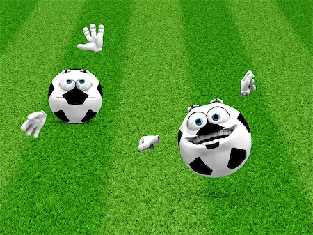 simsearch:400-08372849,k - Illustration of 3d soccer ball smilies on green grass. Stock Photo - Budget Royalty-Free & Subscription, Code: 400-07824104