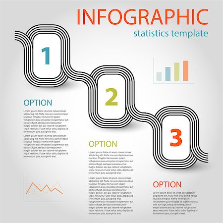 business infographic 3 steps timeline template with two graphS - striped chain diagram Photographie de stock - Aubaine LD & Abonnement, Code: 400-07824250
