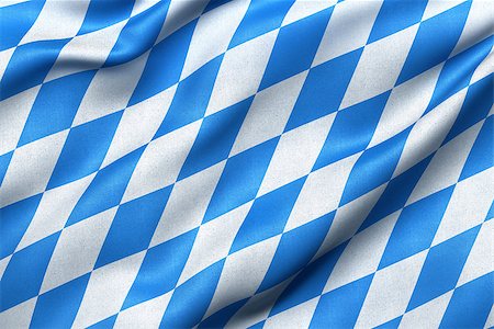 Highly detailed flag of Bavaria waving in the wind. Light blue sky is shining through the fabric texture. Stockbilder - Microstock & Abonnement, Bildnummer: 400-07824310