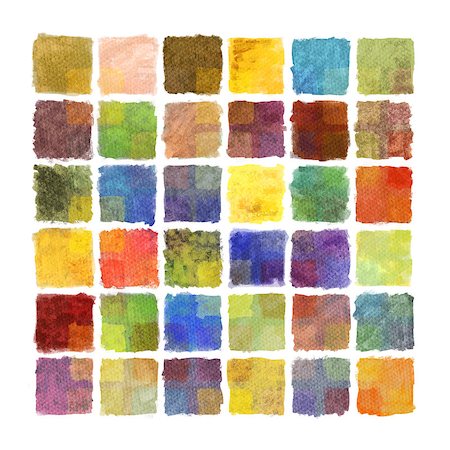 A set of multicolor patterned painted squares. Made with paintbrush texture. Suitable as background, frame, or border. Stock Photo - Budget Royalty-Free & Subscription, Code: 400-07824416