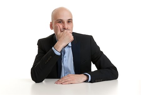 simsearch:400-07820348,k - Portrait of a thoughtful businessman. Isolated on white Photographie de stock - Aubaine LD & Abonnement, Code: 400-07824649