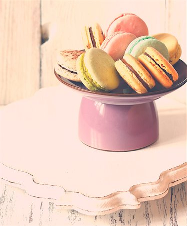 Fresh sweet macarons on a cake stand Stock Photo - Budget Royalty-Free & Subscription, Code: 400-07824821