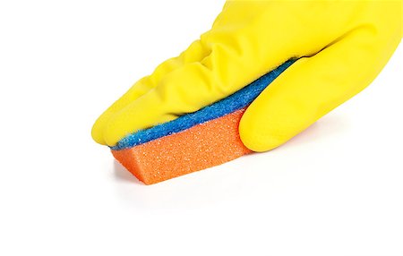 simsearch:400-04324983,k - hand in yellow glove holding rag isolated on white Stock Photo - Budget Royalty-Free & Subscription, Code: 400-07824985