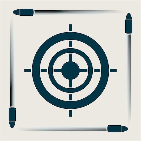 simsearch:400-07817846,k - Blue vector practice target symbol with flying bullets Fotografie stock - Microstock e Abbonamento, Codice: 400-07825303
