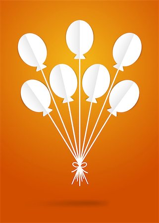 simsearch:400-04871184,k - Flat design holiday paper balloons on orange background. Blank tags. Vector illustration Photographie de stock - Aubaine LD & Abonnement, Code: 400-07825954