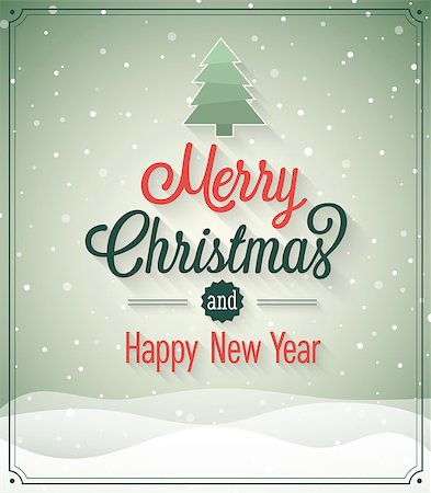 Vintage Christmas greeting card. Vector illustration. Stock Photo - Budget Royalty-Free & Subscription, Code: 400-07825957