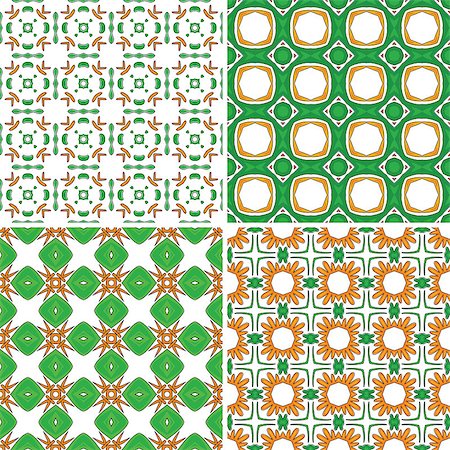 Set of four seamless pattern illustration in traditional style - like Portuguese tiles Foto de stock - Super Valor sin royalties y Suscripción, Código: 400-07825952