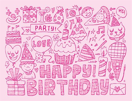 Doodle Birthday party background Stock Photo - Budget Royalty-Free & Subscription, Code: 400-07826157