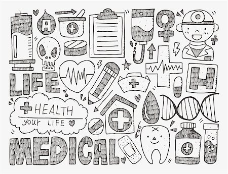 pharmacy icons - doodle medical background Stock Photo - Budget Royalty-Free & Subscription, Code: 400-07826160