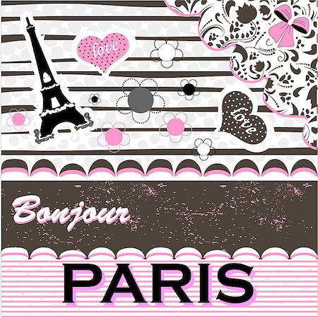 stylized paris - Paris.Romantic greeting card cute art vector illustration Stock Photo - Budget Royalty-Free & Subscription, Code: 400-07826625