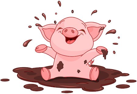 simsearch:400-07840277,k - Illustration of very cute piggy in a puddle Foto de stock - Super Valor sin royalties y Suscripción, Código: 400-07826663