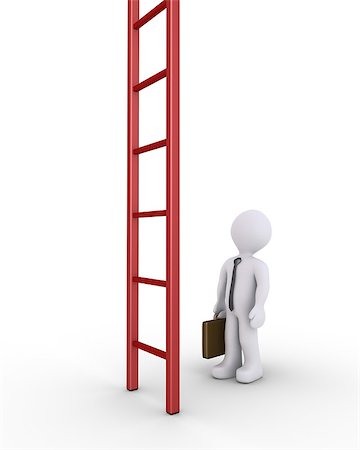 simsearch:400-05711049,k - 3d businessman is looking up at a big ladder Foto de stock - Royalty-Free Super Valor e Assinatura, Número: 400-07826792