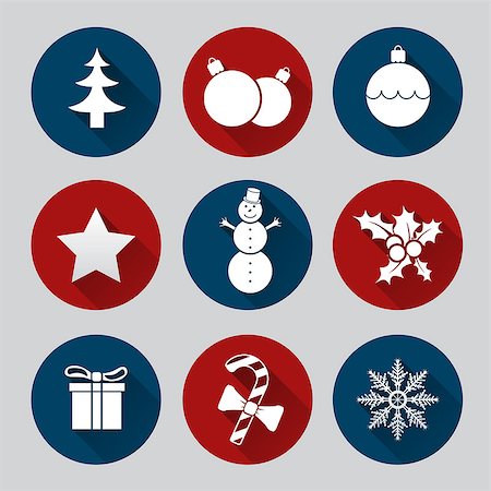 simsearch:400-05359143,k - Christmas icon set of nine flat style Photographie de stock - Aubaine LD & Abonnement, Code: 400-07826896