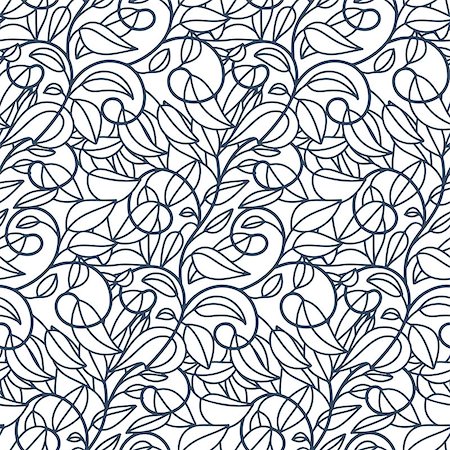 simsearch:400-07836785,k - Black and white  seamless pattern with leaves. Vector illustration. Stock Photo - Budget Royalty-Free & Subscription, Code: 400-07827108
