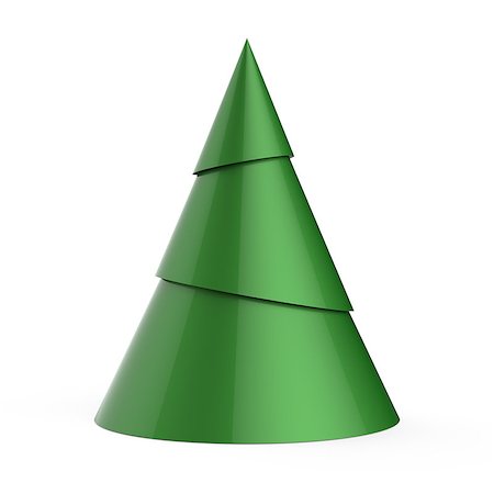 Green stylized Christmas tree isolated on white background Stock Photo - Budget Royalty-Free & Subscription, Code: 400-07827129