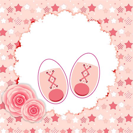 Vector Illustration of Pink Baby Shoes for Newborn Girl. EPS10 Stock Photo - Budget Royalty-Free & Subscription, Code: 400-07827157