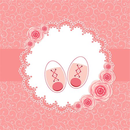 Vector Illustration of Pink Baby Shoes for Newborn Girl. EPS10 Stock Photo - Budget Royalty-Free & Subscription, Code: 400-07827158