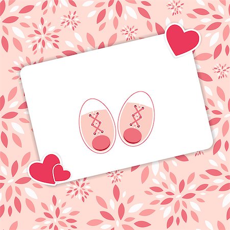 Vector Illustration of Pink Baby Shoes for Newborn Girl. EPS10 Stock Photo - Budget Royalty-Free & Subscription, Code: 400-07827159