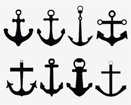 Black silhouettes of different  anchors, vector Stock Photo - Budget Royalty-Free & Subscription, Code: 400-07827283