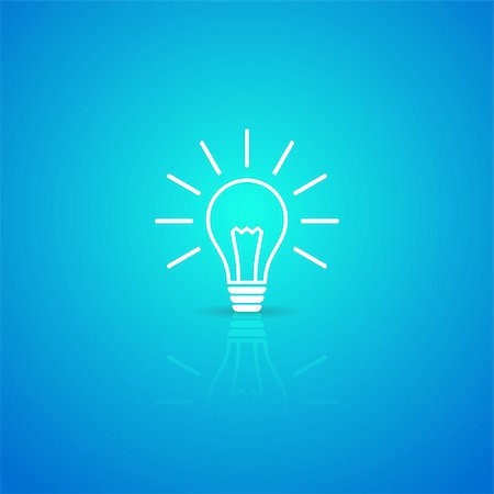 Light bulb white vector icon on blue background Stock Photo - Budget Royalty-Free & Subscription, Code: 400-07827455