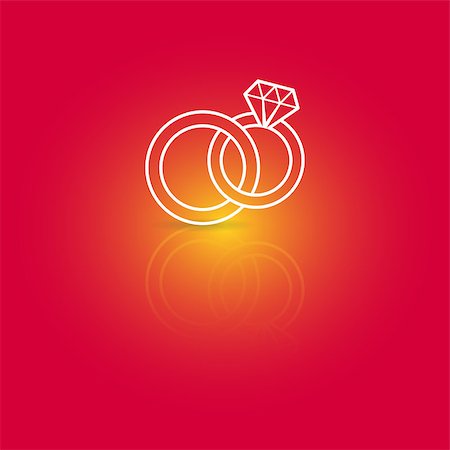 simsearch:400-07633517,k - White vector wedding rings icon on red background Foto de stock - Royalty-Free Super Valor e Assinatura, Número: 400-07827465