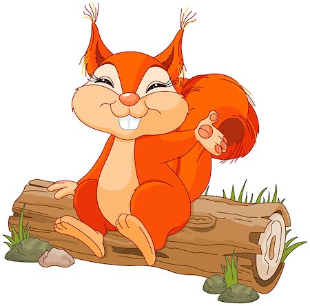 simsearch:400-07840277,k - Illustration of cute squirrel sitting on a log Foto de stock - Super Valor sin royalties y Suscripción, Código: 400-07827481