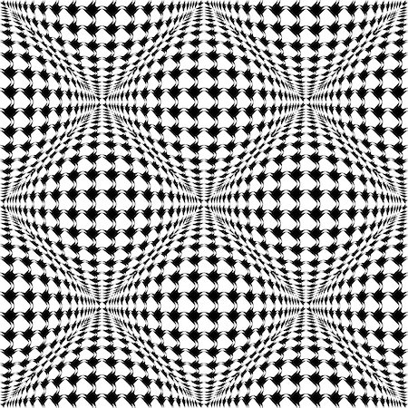 simsearch:400-07827654,k - Design seamless monochrome warped checked pattern. Abstract convex textured background. Vector art Stock Photo - Budget Royalty-Free & Subscription, Code: 400-07827664