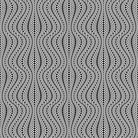 simsearch:400-07990307,k - Design seamless monochrome stripy pattern. Abstract warped textured background. Vector art Foto de stock - Super Valor sin royalties y Suscripción, Código: 400-07827688