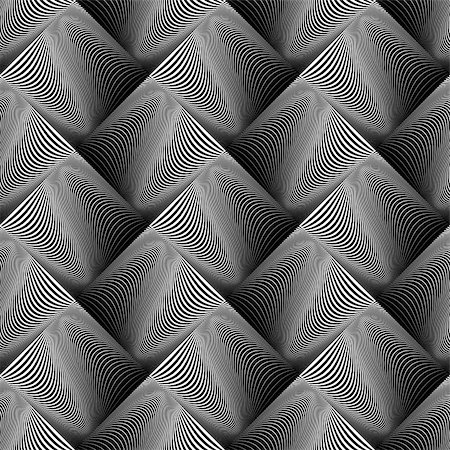 simsearch:400-07830300,k - Design seamless wave geometric pattern. Abstract monochrome diamond background. Vector art Stockbilder - Microstock & Abonnement, Bildnummer: 400-07827681