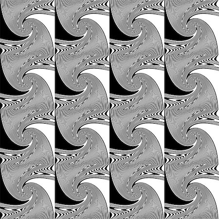 simsearch:400-07830300,k - Design seamless whirl movement geometric pattern. Abstract monochrome waving lines background. Speckled twisted texture. Vector art Stockbilder - Microstock & Abonnement, Bildnummer: 400-07827683