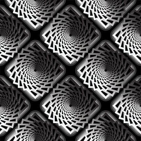 simsearch:400-07631184,k - Design seamless monochrome vortex twisting pattern. Abstract decorative striped textured background. Vector art Stockbilder - Microstock & Abonnement, Bildnummer: 400-07827690