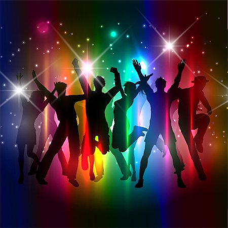 simsearch:400-04369984,k - Silhouettes of people dancing on an abstract background Stock Photo - Budget Royalty-Free & Subscription, Code: 400-07827729