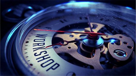 simsearch:400-07830623,k - Workshop on Pocket Watch Face with Close View of Watch Mechanism. Time Concept. Vintage Effect. Fotografie stock - Microstock e Abbonamento, Codice: 400-07827901