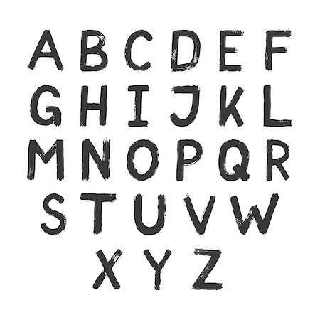 simsearch:400-04407590,k - Hand drawn alphabet design. Grunge style black colored letters Foto de stock - Super Valor sin royalties y Suscripción, Código: 400-07827942