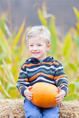 simsearch:400-07169847,k - cute little boy holding pumpkin at pumpkin patch Photographie de stock - Aubaine LD & Abonnement, Code: 400-07828242